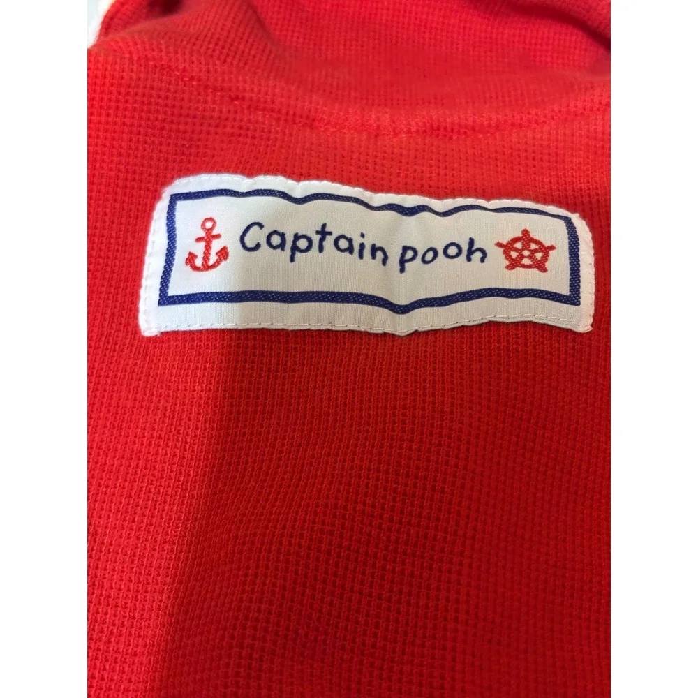 Vintage Disney Winnie the Pooh Red Waffle Knit Shorts Set Captain Pooh Kids 6